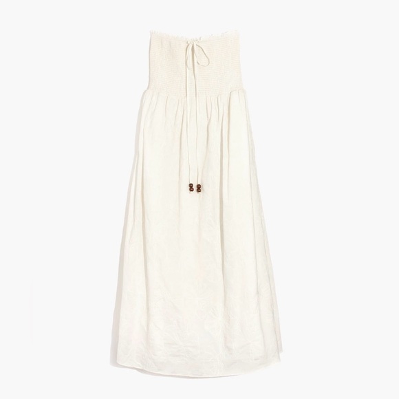 Madewell X Warm Embroidered Smocked Midi Dress - Picture 4 of 10